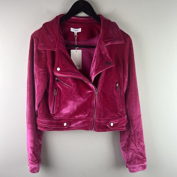 NWT Fate Tiff Velvet Pink Moto Jacket Size M - Picture 2 of 7